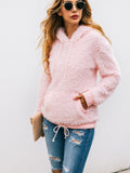 Pocket Solid-color Hooded Fuzzy Sweaters-2color