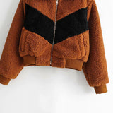 Plush Colorblock Jacket Teddy Coat
