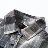 Lapel Loose Long Coat Cotton Linen Plaid Shirt
