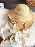 Hand-woven Lace Lace-up Straw Hat