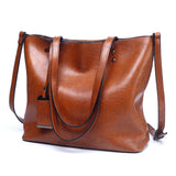 Fashion Tote Bag Retro Oil Leather Large Capacity Shoulder Bag