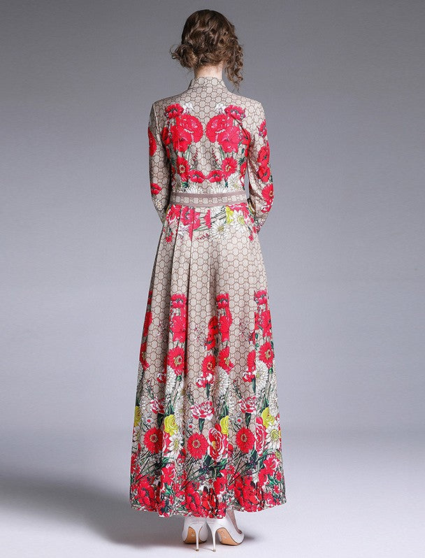 Fashion Floral Print Long Sleeve Dress Coco