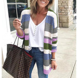 Knitwear Striped colorful Cardigan-3color