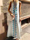 V-Neck Ankle-Length Sleeveless A-Line Pullover Dress