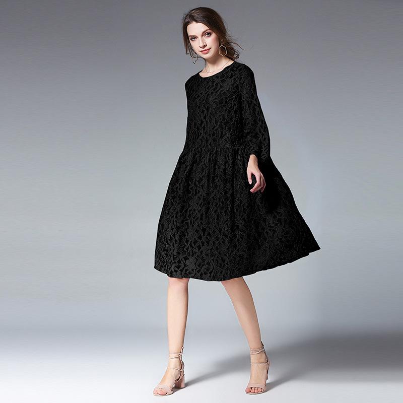 Plus Size Loose Lace Midi Dress