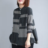 Loose Literary Striped Color Matching Long-Sleeved Shirt