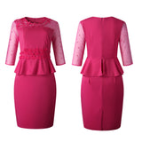 3D Rose Stitching Mesh Plus Size Dress