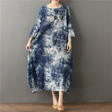 New Tie-dyed Women's Large Size Literary Cotton Dress
