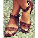 Falbala Open Toe Flat Sandals Shoes