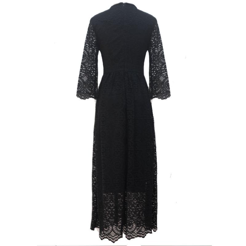 Black Lace Retro Plus Size Midi Dress