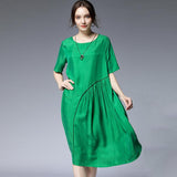 Fashion Loose Plus Size Short Sleeve Midi Dress