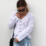 Long sleeve Blouse breathable Button Shirt Cotton Sun Protection Top