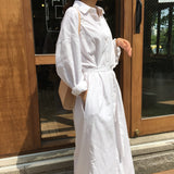 Loose Casual Cotton Long White Shirt Dress