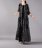 Cotton and Linen Plaid Loose Casual Literary Dress