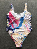 Print Low Cut Padded One Piece Swimwear XL-4XL
