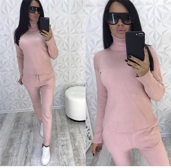 New Fashion Turtleneck Sweater Knit Suits