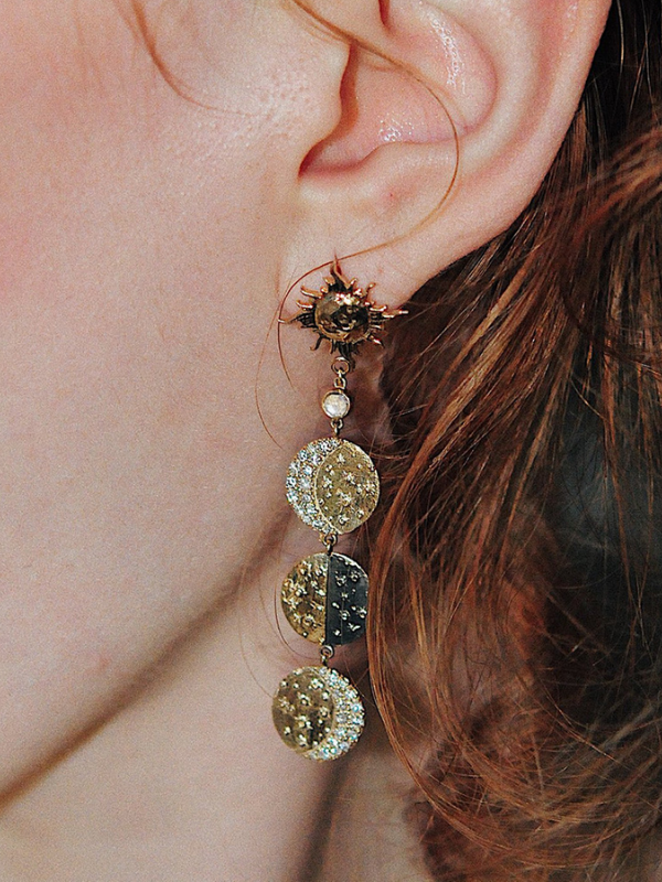 Sun And Moon Diamonds Crescent earrings