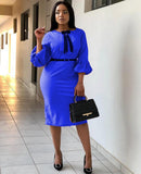 Plus Size African OL Style Midi Dress
