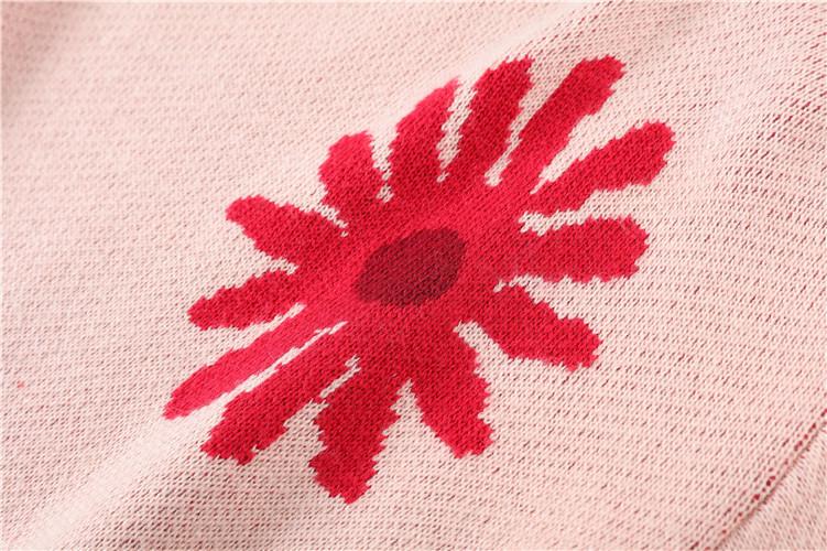 Sweet Sun Flower jersey Long Sleeve Thick  Casual Knitted Sweater