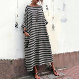 Cusual Loose Striped Summer Maxi Dress