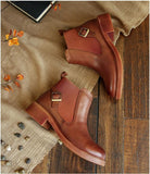 Elastic leather Chelsea boots_brown