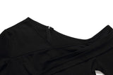 Long Sleeve One Shoulder Elegant PU Sexy Party Midi Dress M-2XL