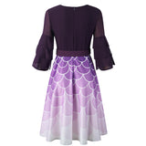 Multi-layer Stitching Gradient Print Plus Size Dress