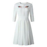 Embroidered Double Collar Pleated Plus Size Dress