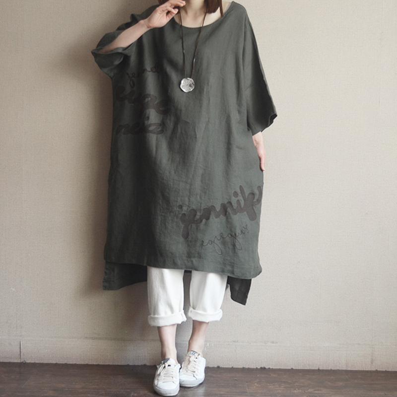 Casual Round Neck Cotton Embroidery Dress