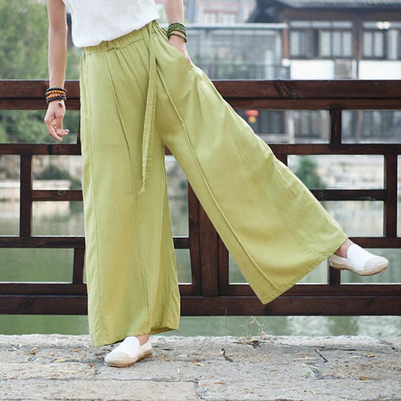 Casual Solid Color Drawstring Female Pants
