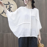 Cotton Linen Batwing Sleeve Loose Blouse