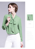 Fresh Green Long Sleeve Blouses