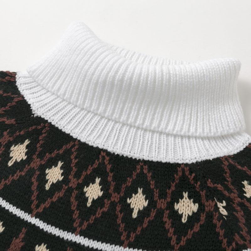 Vintage geometric print knitted sweater dress
