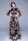 Vintage Lantern Sleeve Print Long Lace maxi Dress