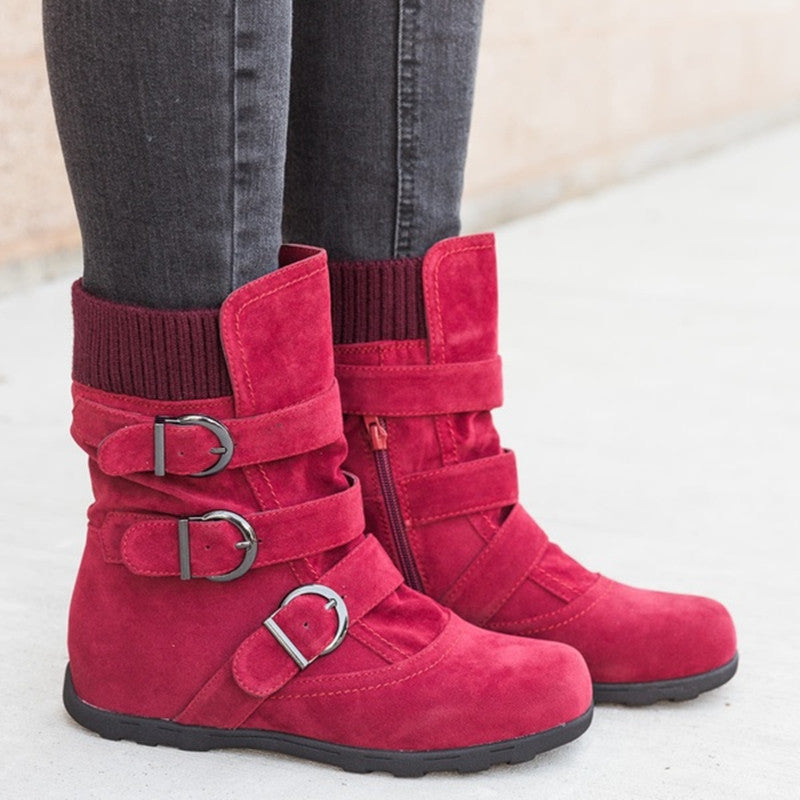 Casual Knitted Low Heel Boots