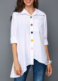 Lapel Irregular Color Button Shirt