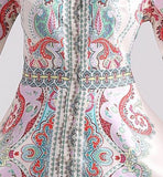 Celebrity style lapel long sleeve print wild maxi dress