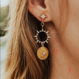 Diamond Sun Pierced Earrings Personalized Totem Disk earrings