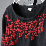 Spring Round Neck Plum Blossom Embroidery T-Shirt