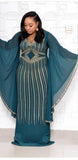 Chiffon Long Sleeves Slim Fish Tail Long Dress XL-3XL
