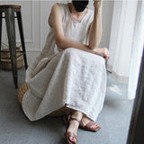 Retro Sleeveless Cotton Linen Casual Dresses