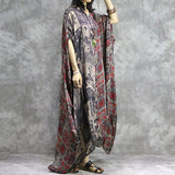Women Casual Silk Printed High Low Two Piece Loose Maxi Dress