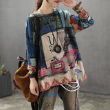Women Knitted Cotton Printing Spring Sweater