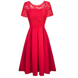 Fashion Lace Stitching Mini Dress S-2XL