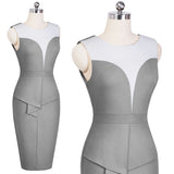 Contrast Sleeveless Stitching Round Neck Midi Dress S-2XL