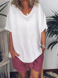 Women's Pure Color Loose Short-Sleeved Leisure T-Shirt