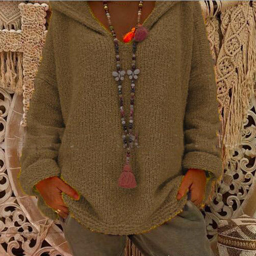 Casual Knitting Hooded Sweater