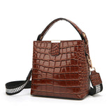 Patent Leather Crocodile Pattern Shoulder Bucket Bag