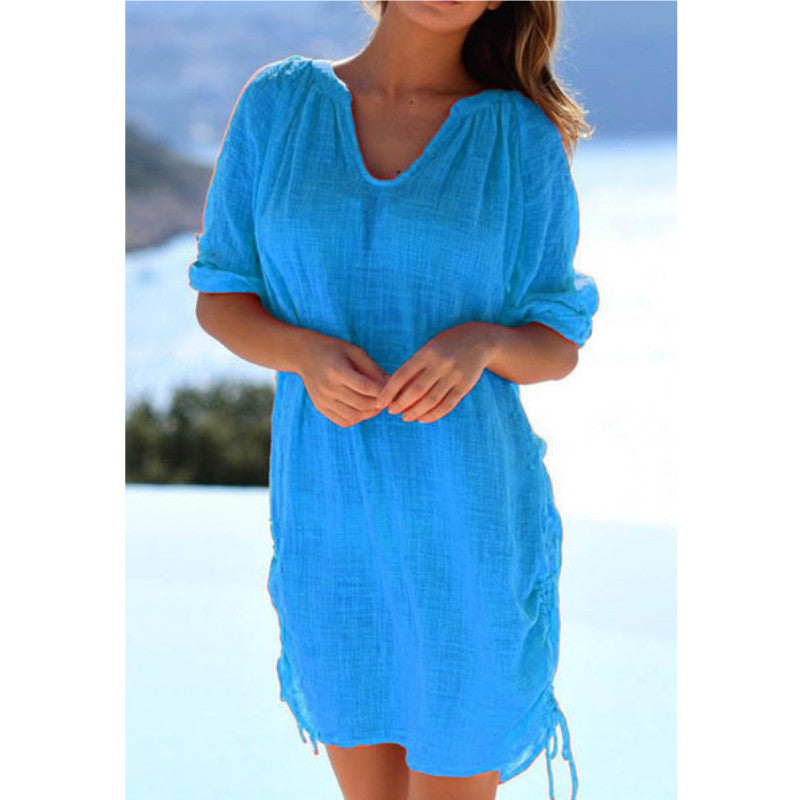 Summer Loose Solid Color Plus Size Dress