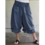 Solid Casual Loose High Waist Wide Leg Pants For Women
